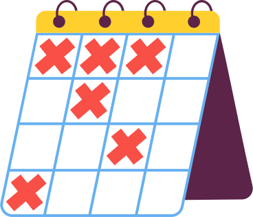 calendar with crossed days PNG, SVG