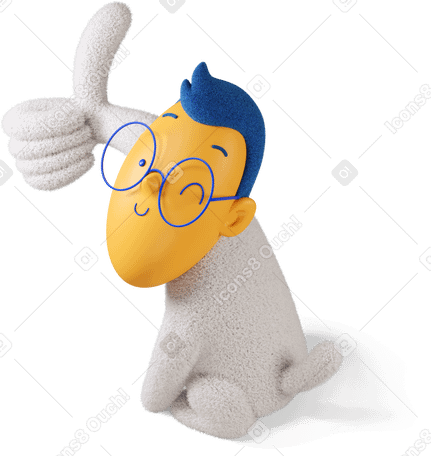 3D Winking boy showing thumb up to the left Illustration in PNG, SVG