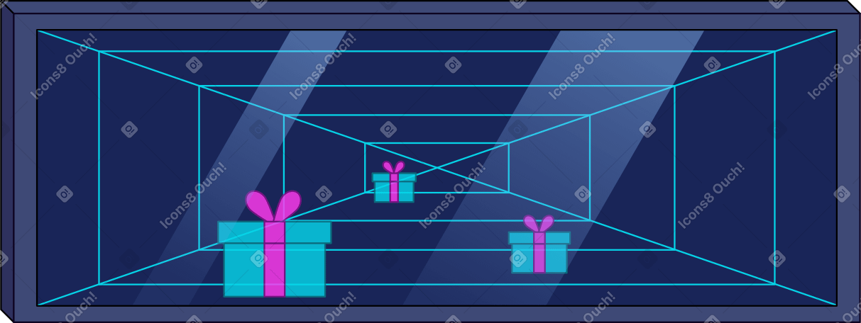 monitor with gifts PNG, SVG