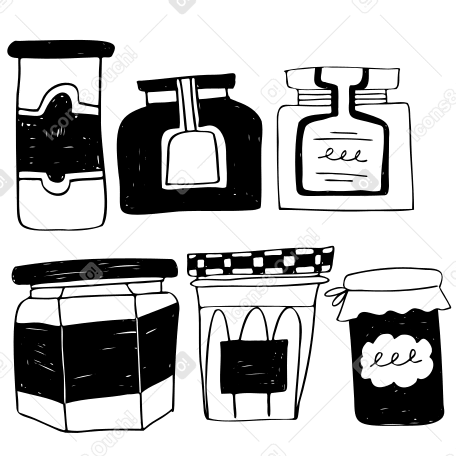 Different jars of jams and sauces PNG, SVG