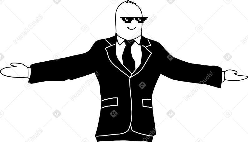 doodle character with pixel glasses в PNG, SVG