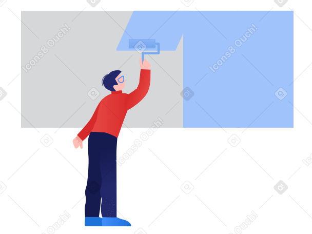 The painter paints the wall Illustration in PNG, SVG