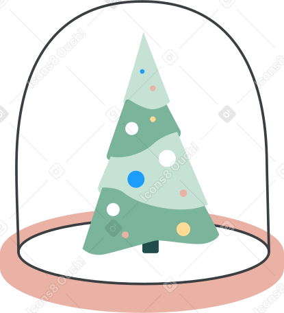 украшенная елка под стеклянным куполом в PNG, SVG