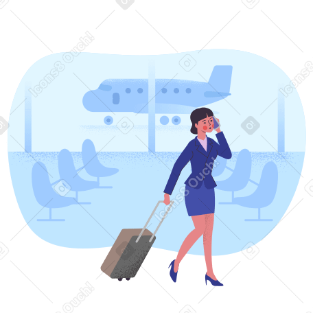At the airport  Illustration in PNG, SVG