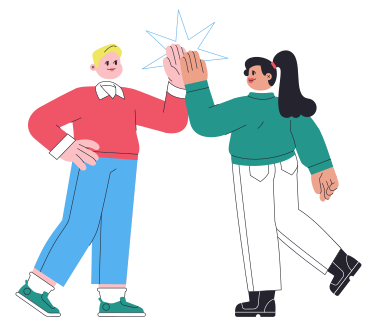Man and woman giving each other a high five to celebrate success PNG, SVG