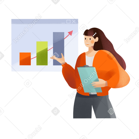 Young woman presenting business graph PNG, SVG