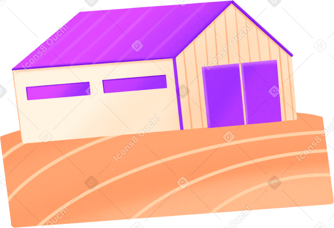 field with a farmhouse PNG、SVG