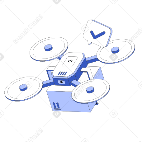 Drone delivery service animated illustration in GIF, Lottie (JSON), AE