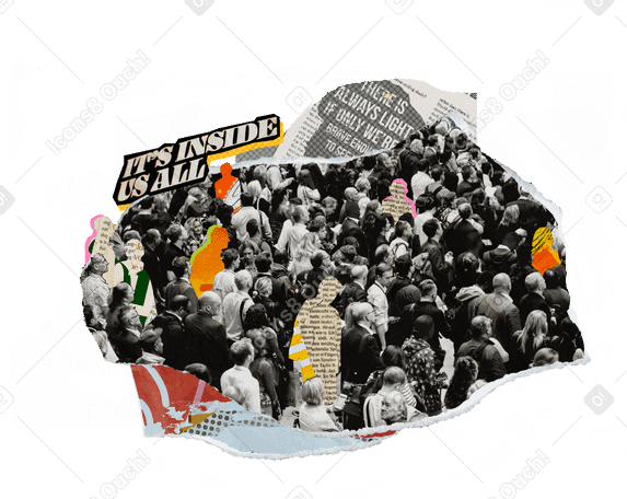 Society collage, it's inside us all lettering PNG, SVG