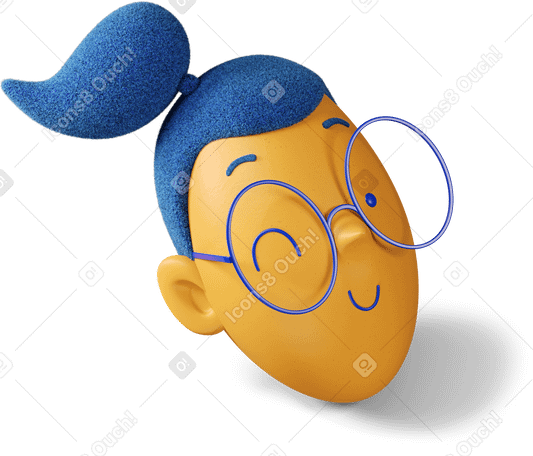 3D Winking girl's head turned to the right PNG, SVG