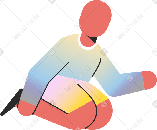 child sitting on knees Illustration in PNG, SVG