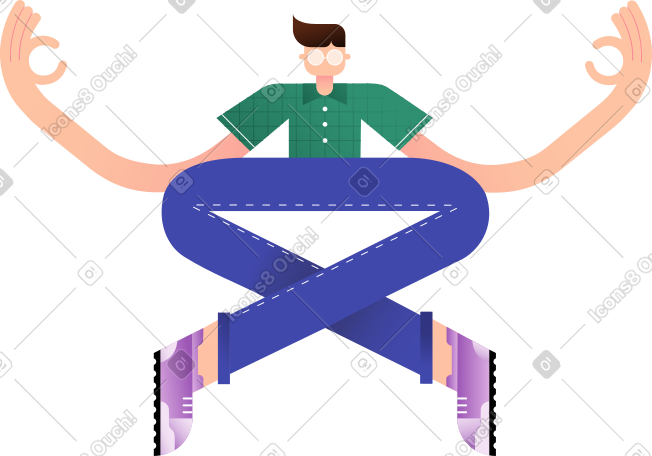 冥想姿势的男孩 PNG, SVG