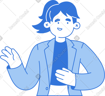 女人说话并展示一些东西 PNG, SVG