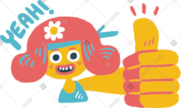 Girl showing thumbs up PNG, SVG