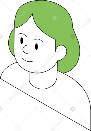 girl with green hair Illustration in PNG, SVG