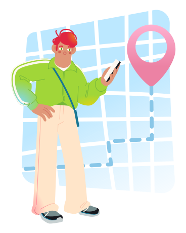 Man using a navigation app PNG, SVG