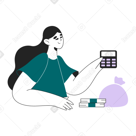 Girl counting money Illustration in PNG, SVG
