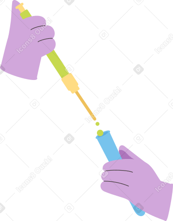 hands with test tubes Illustration in PNG, SVG