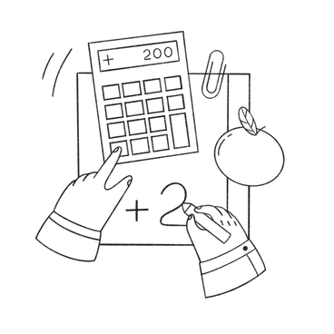 Child at math lesson with calculator and apple PNG, SVG