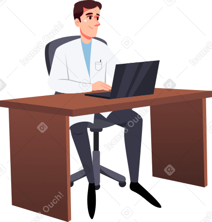 врач за столом в PNG, SVG