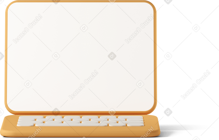 3D white laptop screen Illustration in PNG, SVG