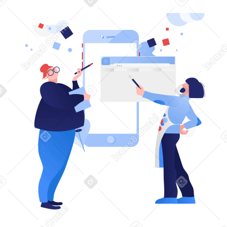 Discussion with the customer Illustration in PNG, SVG