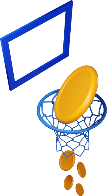 Money falling through basketball hoop turned right PNG, SVG