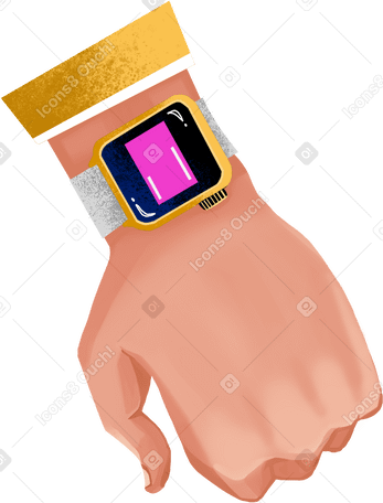 left hand with a watch Illustration in PNG, SVG