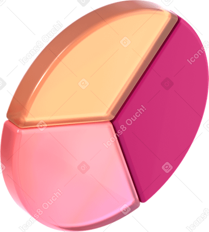 3D pie chart with three equal parts PNG, SVG