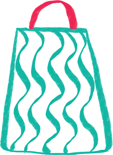 green shopping bag with waves PNG, SVG