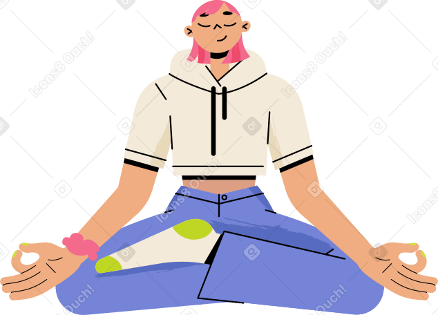 mujer joven sentada en posición de loto PNG, SVG