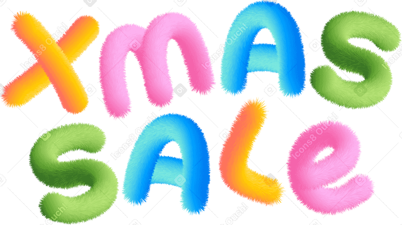 lettering xmas sale in multicolored style text PNG, SVG