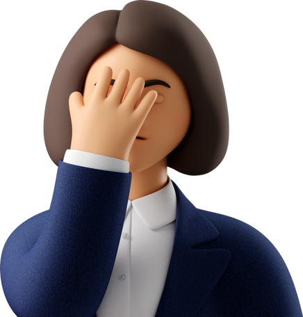 close up of businesswoman in blue suit facepalming Illustration in PNG, SVG