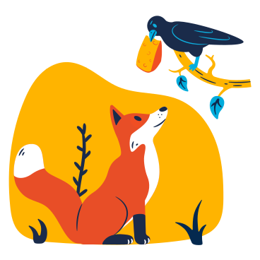 Fox waiting for a cheese from crow PNG, SVG