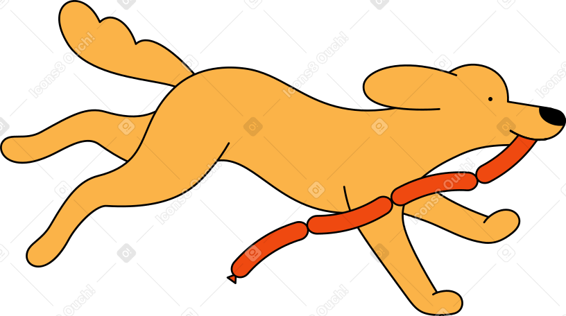 dog and sausage Illustration in PNG, SVG