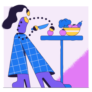 Woman chopping vegetables to cook PNG, SVG