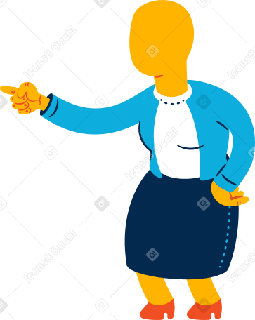 old woman pointing Illustration in PNG, SVG