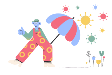 Man protecting himself from virus with umbrella PNG, SVG