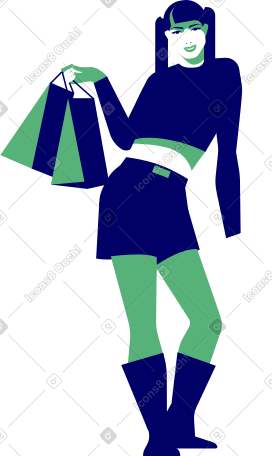 微笑着购物的女孩 PNG, SVG