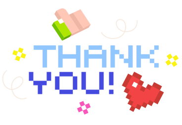 Lettering Thank You! with likes and sparkles text animated illustration in GIF, Lottie (JSON), AE