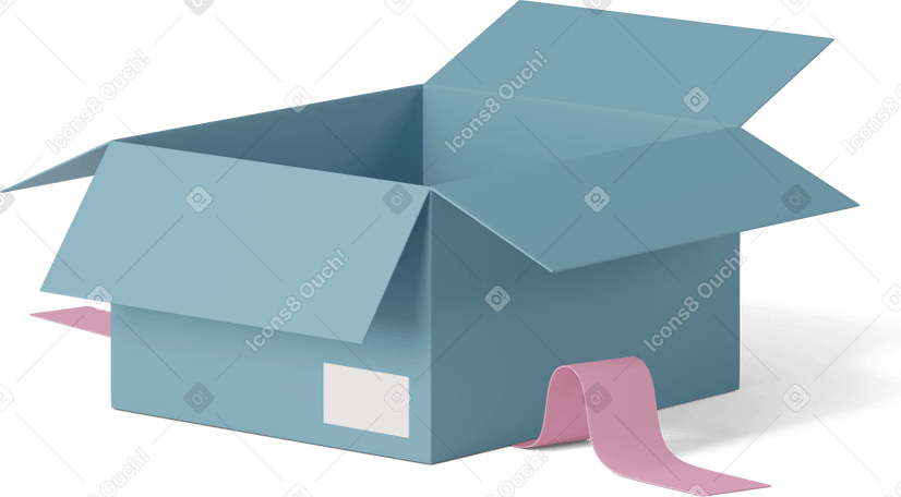 3D open blue cardboard box PNG, SVG