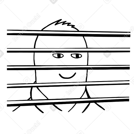 Personnage de doodle regardant à travers les stores PNG, SVG