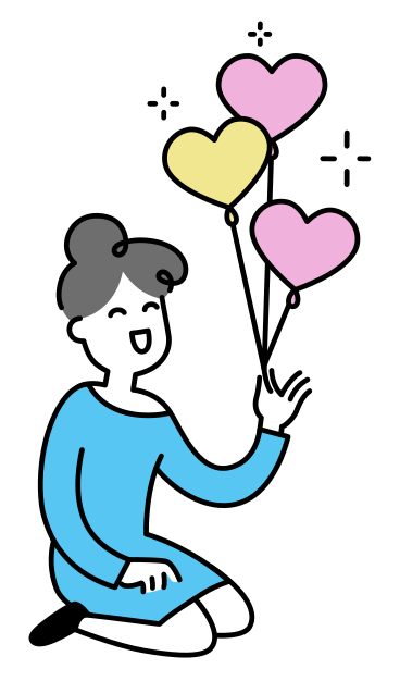 Young woman holding heart-shaped balloons PNG, SVG