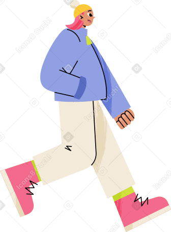 young woman in a blue coat Illustration in PNG, SVG