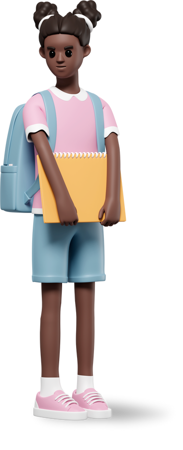 schoolgirl with notebook and backpack PNG、SVG