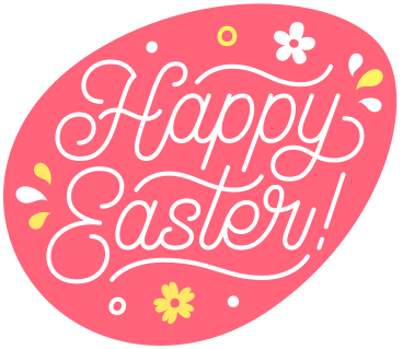 lettering happy easter! with flower and decorative text PNG, SVG