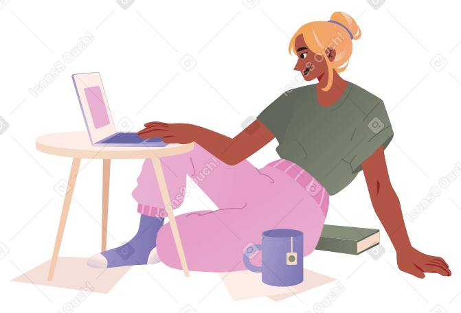 Remote work animated illustration in GIF, Lottie (JSON), AE