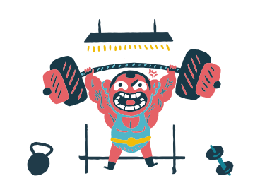 Strong man lifting barbell in gym PNG, SVG