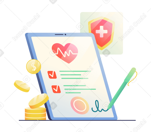 Registration of medical insurance animated illustration in GIF, Lottie (JSON), AE