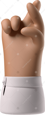 3D Brown skin hand with fingers crossed Illustration in PNG, SVG